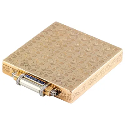Pre-owned Boucheron Paris Sapphire Diamond Gold Compact Case In Blue