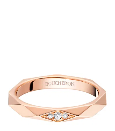 Boucheron Pink Gold And Diamond Facette Wedding Band