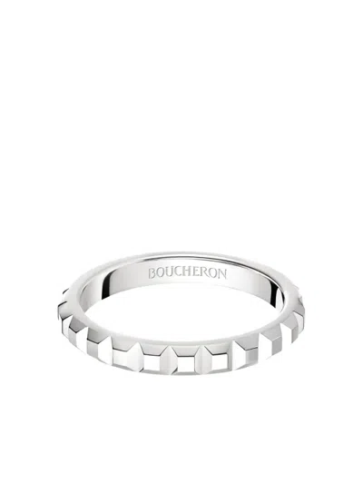 Boucheron Platinum Clou De Paris Ring In Silver