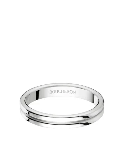 Boucheron Platinum Double-godron Ring In Silver
