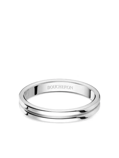 Boucheron Platinum Small Godron Wedding Band In Silver