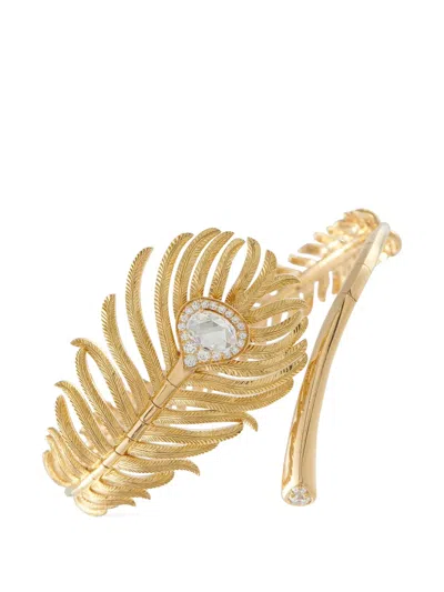 Pre-owned Boucheron Plume De Paon Diamond Bracelet In Gold