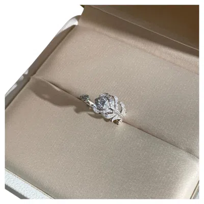 Pre-owned Boucheron Plume De Paon Ring 18k White Gold Diamond Feather Band Ring