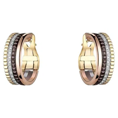 Pre-owned Boucheron Quatre 18k Gold Diamond Hoop Earrings, France, 0.36 Carats In Multi