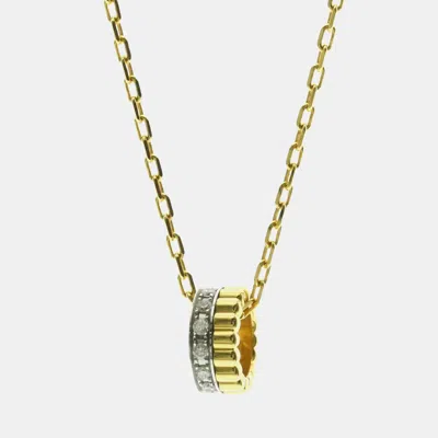 Pre-owned Boucheron Quatre Radiant 18k Yellow Gold 18k White Gold Diamond Necklace Size M