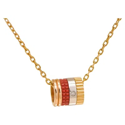 Pre-owned Boucheron Quatre Red Edition Mini Pendant Necklace Diamond 18k Rose Yellow White