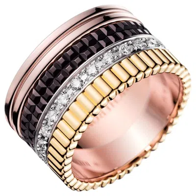 Pre-owned Boucheron Quatre Ring Large With Diamonds 18 Karat Gold Band Ring In Multi