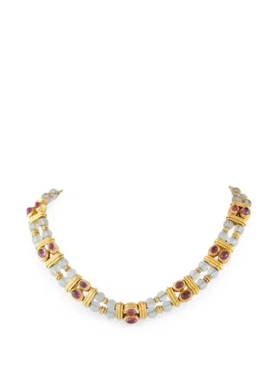 Pre-owned Boucheron Rock Crystal And Tourmaline Necklace In Gold