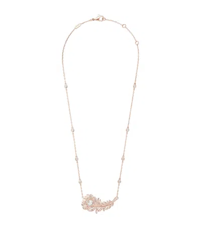 Boucheron Rose Gold And Diamond Plume De Paon Necklace In Pink