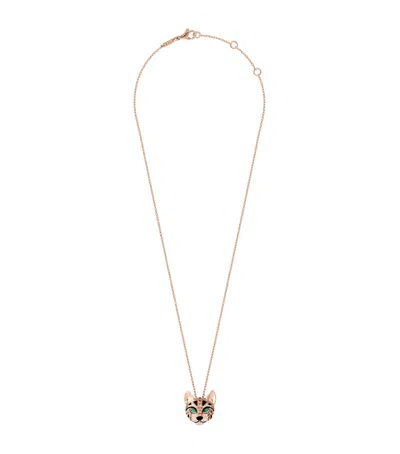 Boucheron Rose Gold, Diamond And Emerald Animaux De Coll Necklace In Pink