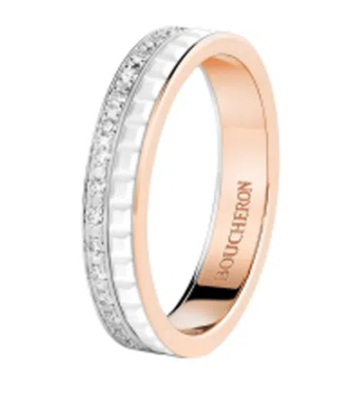 Boucheron Rose Gold, White Gold And Diamond Quatre White Edition Wedding Band