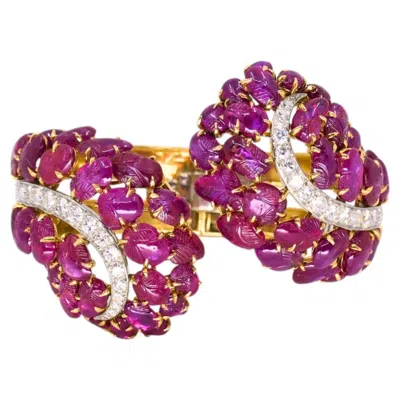 Pre-owned Boucheron Ruby Bracelet Diamond Gold Platinum Burmese Ruby Gia, French In Multi
