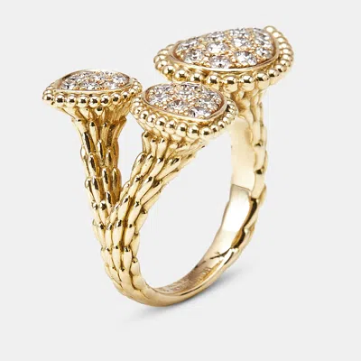 Pre-owned Boucheron Serpent Boheme Diamond 18k Yellow Gold Rings Size 55