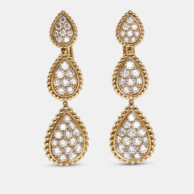 Pre-owned Boucheron Serpent Boheme Multi Motif Diamond 18k Yellow Gold Drop Earrings