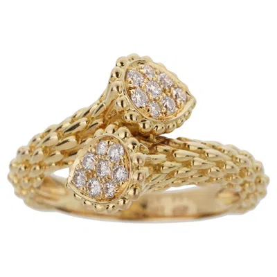 Pre-owned Boucheron Serpent Boheme Toi Et Moi Diamond 18k Yellow Gold Ring Sz 7