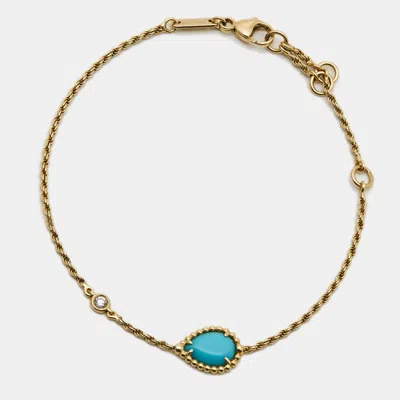 Boucheron Serpent Boheme Turquoise Diamond 18k Gold Xs Model Bracelet In Blue