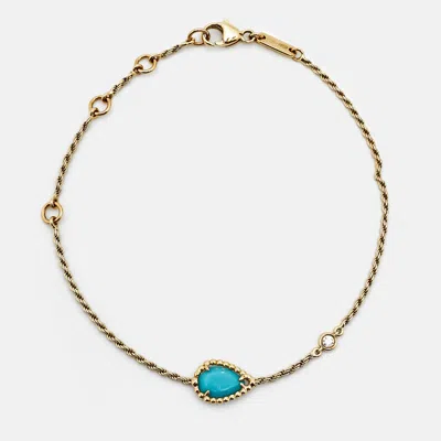 Pre-owned Boucheron Serpent Boheme Turquoise Diamond 18k Yellow Gold Bracelet
