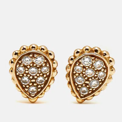 Pre-owned Boucheron Serpent Boheme Xs Motif Diamonds 18k Rose Gold Earrings