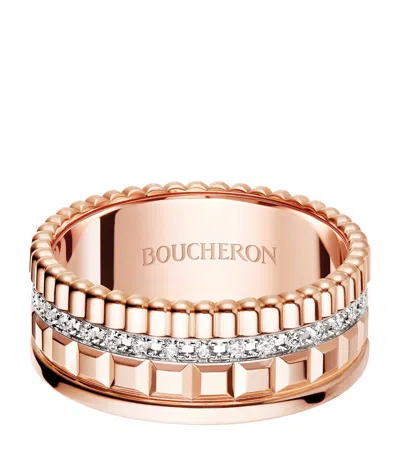 Boucheron Small Rose Gold And Diamond Quatre Radiant Ring