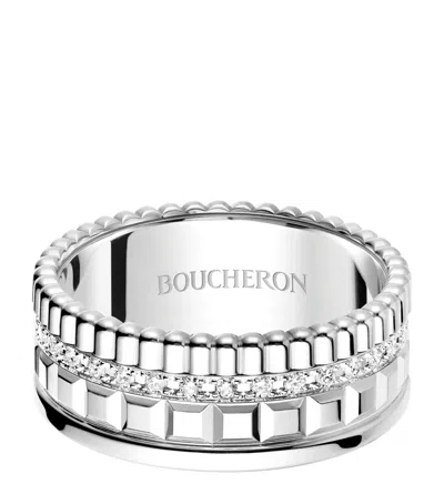 Boucheron 18kt Quatre Double White Edition Weissgoldring Mit Diamanten In Silver