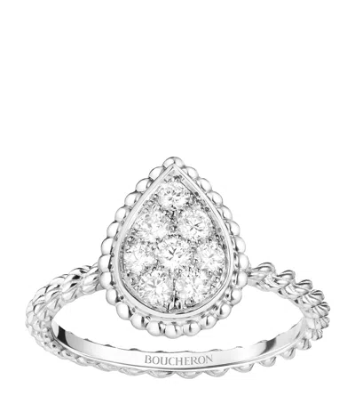 Boucheron Small White Gold And Diamond Serpent Bohème Motif Ring In Burgundy