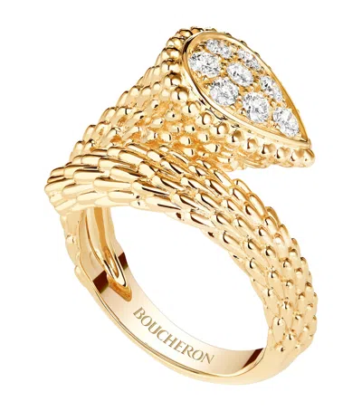 Boucheron Small Yellow Gold And Diamond Serpent Bohème Motif Ring