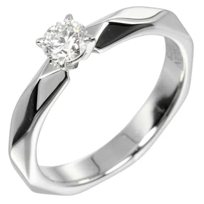 Pre-owned Boucheron Solitaire À Facette Platinum Silver Platinum Ring Jewelry ()