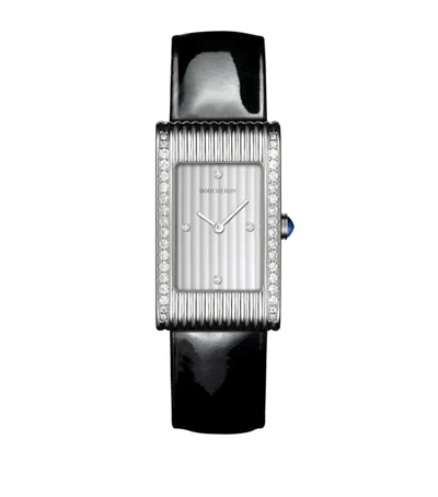 Boucheron Stainless Steel And Diamond Reflet Watch In Black