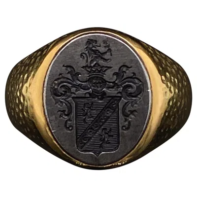 Pre-owned Boucheron Steel And 18 Karat Yellow Gold Signet Ring, Circa 1970