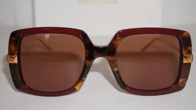 Pre-owned Boucheron Sunglasses Red Square Gold Red Bc0103s 003 51 22 130 In Brown