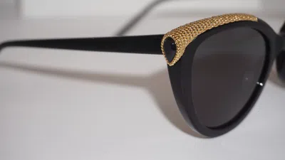 Pre-owned Boucheron Sunglasses Sapphire Black Gold Grey Bc0116s 001 53 19 140 In Gray