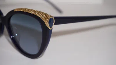 Pre-owned Boucheron Sunglasses Sapphire Blue Gold Blue Bc0116s 002 53 19 140