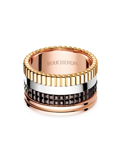 Boucheron Unisex Quatre Classique Tri-tone 18k Gold & Pvd Large Ring