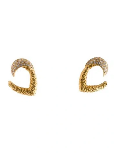 Pre-owned Boucheron Vintage 18k Diamond Heart Clip-on Earrings In Multi