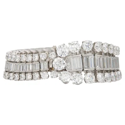 Pre-owned Boucheron Vintage 1950s  57.00 Carat Round And Baguette Diamonds Bracelet In Multi