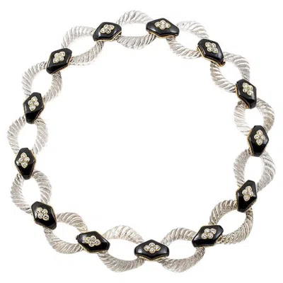 Pre-owned Boucheron Vintage 1960s  Crystal Onyx And Diamond Necklace In Black