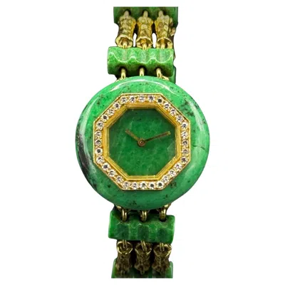 Pre-owned Boucheron Vintage Bamboo Anyolite Diamonds 18k Yellow Gold Watch France 1970s
