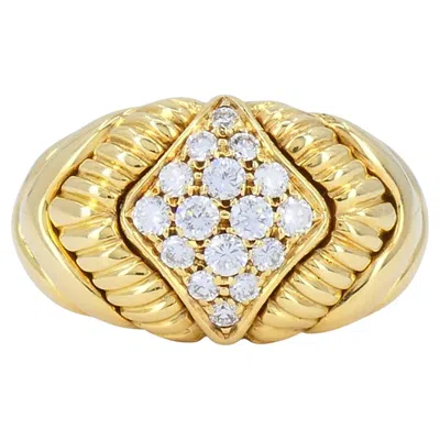 Pre-owned Boucheron Vintage  18k Gold Diamond Dome Ring In Multi