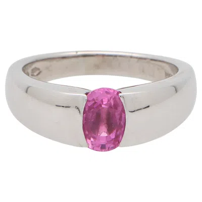 Pre-owned Boucheron Vintage  Pink Sapphire Ring Set In 18k White Gold