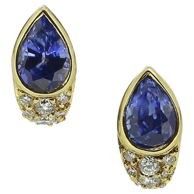 Pre-owned Boucheron Vintage Sapphire Diamond Earrings In Blue