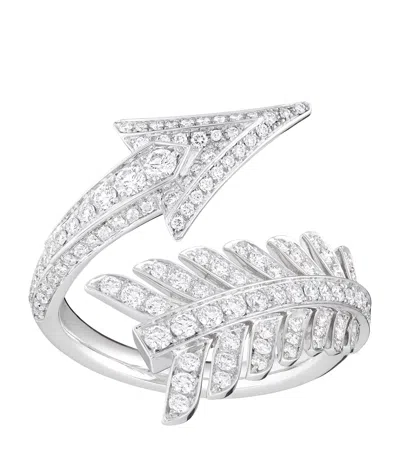 Boucheron White Gold And Diamond Nature Triomphante Flèche Ring In Silver