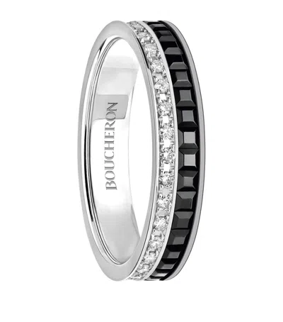 Boucheron White Gold And Diamond Quatre Black Edition Wedding Band In Neutral