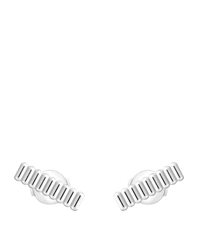 Boucheron White Gold Quatre Grosgrain Stud Earrings In Metallic