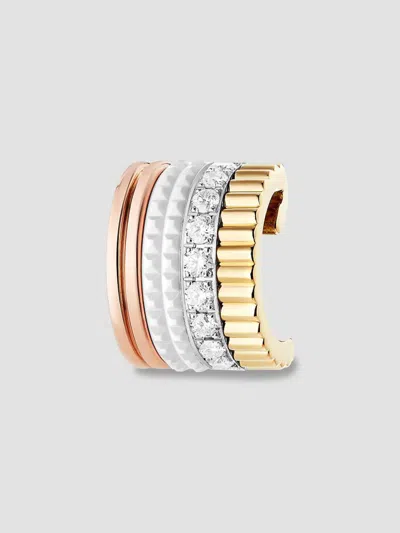 Boucheron Women's Quatre White Edition Tri-tone 18k Gold, 0.14 Tcw Diamond & Hyceram Single Ear Cuff In Yellow Pink White Gold