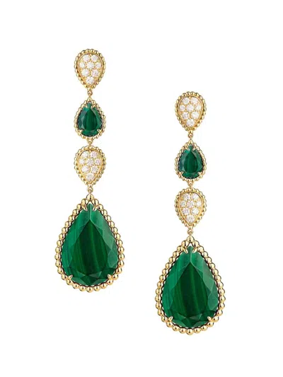 Boucheron Women's Serpent Bohème 18k Yellow Gold, Malachite & Diamond Drop Earrings