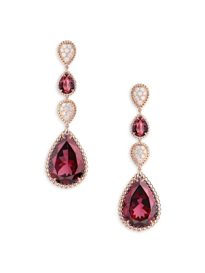 Boucheron Women's Serpent Bohème Diamond & Rhodolite Pendant Earrings In Pink Gold