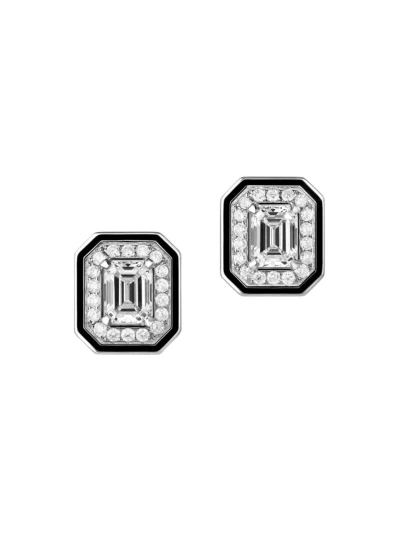 Boucheron Vendome Lisere Stud Earrings With Black Lacquer And Diamonds