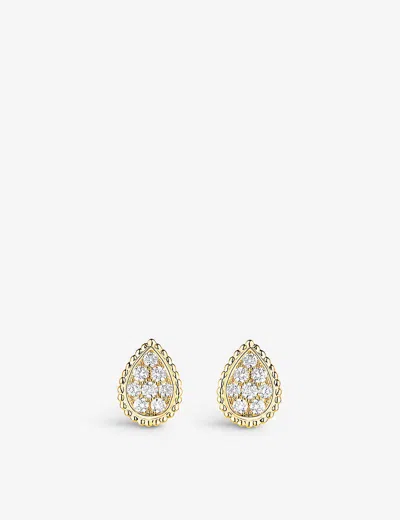 Boucheron Womens Yellow Serpent Bohème 18ct Yellow-gold And Diamond Stud Earrings