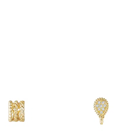 Boucheron Yellow Gold And Diamond Serpent Bohème Asymmetric Clip-on Earrings