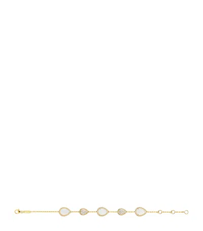Boucheron Yellow Gold, Diamond And Mother-of-pearl Serpent Bohème Couleur Bracelet In Ivory